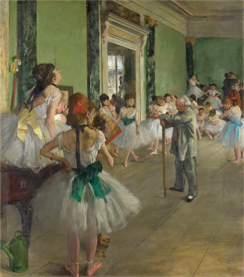 Edgar Degas, The Dance Class, begun 1873, completed 1875–1876, oil on canvas