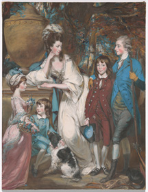 Daniel Gardner, The Yorke Family, c. 1775, gouache, pastel paste, and pastel with graphite and possibly black chalk on prepared paper mounted to canvas (on a wooden stretcher), sheet: 92 x 70.4 cm (36 1/4 x 27 11/16 in.). National Gallery of Art, Washington, Patrons' Permanent Fund 2019.142.1