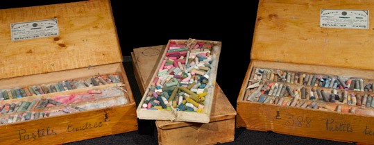 Pastel boxes originally owned by Mary Cassatt and recently acquired by the Art Materials Collection and Study Center at the National Gallery of Art.