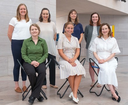 2019–2020 National Gallery of Art Interns. Front row, left to right: Katie Brooks Toepp, Weezie Haley, and Ashley Hannebrink; Back row, left to right: Claralyn Burt, Michaela Milgrom, Isabella Beroutsos, and Tamsin McDonagh