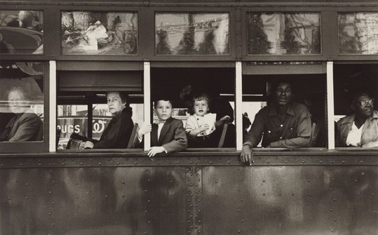 RobRobert Frank, "Trolley—New Orleans, The Americans", plate 18 (portfolio), 1955, gelatin silver print, National Gallery of Art, Gift of Maria and Lee Friedlander, © Robert Frank, from "The Americans.ert Frank, "Trolley–New Orleans, The Americans", plate 18 (portfolio), 1955; gelatin silver print, sheet: 21 x 31.6 cm (8 1/4 x 12 7/16 in.); Gift of Maria and Lee Friedlander. National Gallery of Art. © Robert Frank, from The Americans"