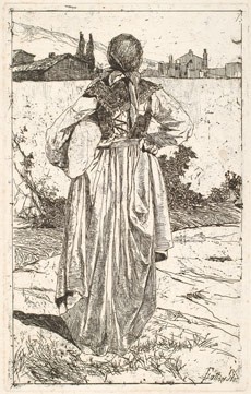 Giovanni Fattori Woman of the Gabbro [Donna al gabbro], 1886-1887 etching on wove paper sheet: 52 35 cm (20 1/2 13 3/4 in.) plate: 34 21.4 cm (13 3/8 8 7/16 in.) The Ahmanson Foundation