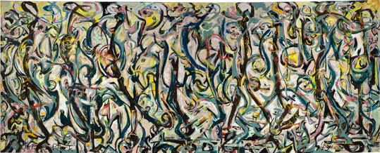 Jackson Pollock, Mural, 1943, oil and casein on canvas, 95 5/8 x 237 3/4 in. (242.9 x 603.9 cm), Gift of Peggy Guggenheim, 1959.6, reproduced with permission from the University of Iowa