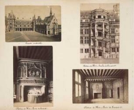 Views of the Château de Blois, France, page from a personal travel album, albumen prints, c. 1890s