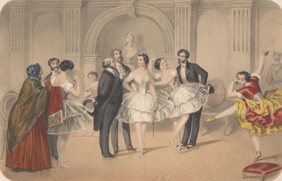 Eugène Louis Lami, Foyer de la Danse, c. 1840–1859, colored lithograph