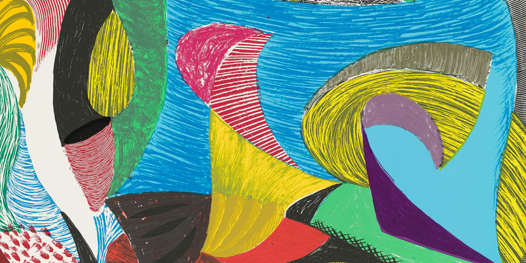 Queer artist David Hockney, Above and Beyond, screenprint on Arches 88 wove paper, National Gallery of Art, 1993/1994