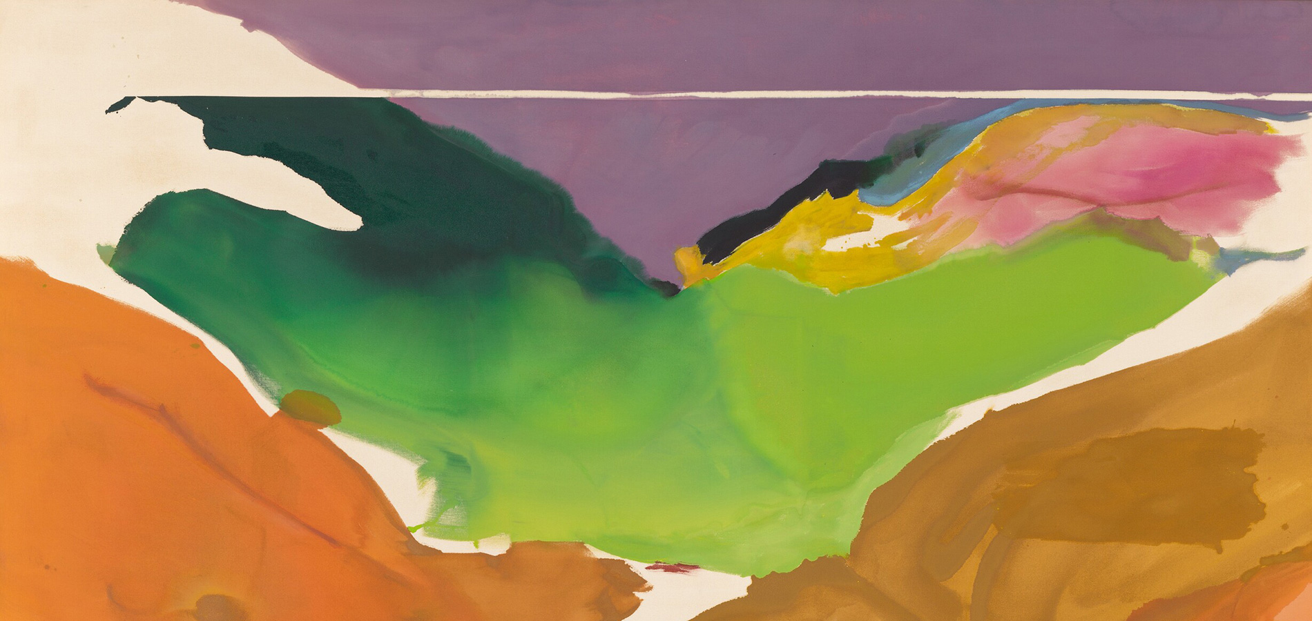 Female artist Helen Frankenthaler, Nature Abhors a Vacuum, painting, acrylic on canvas, National Gallery of Art, 1973