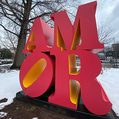 Robert Indiana, "AMOR", conceived 1998, fabricated 2006, polychrome aluminum, National Gallery of Art, Washington, Gift of Simon and Gillian Salama-Caro in memory of Ruth Klausner, 2012.27.1