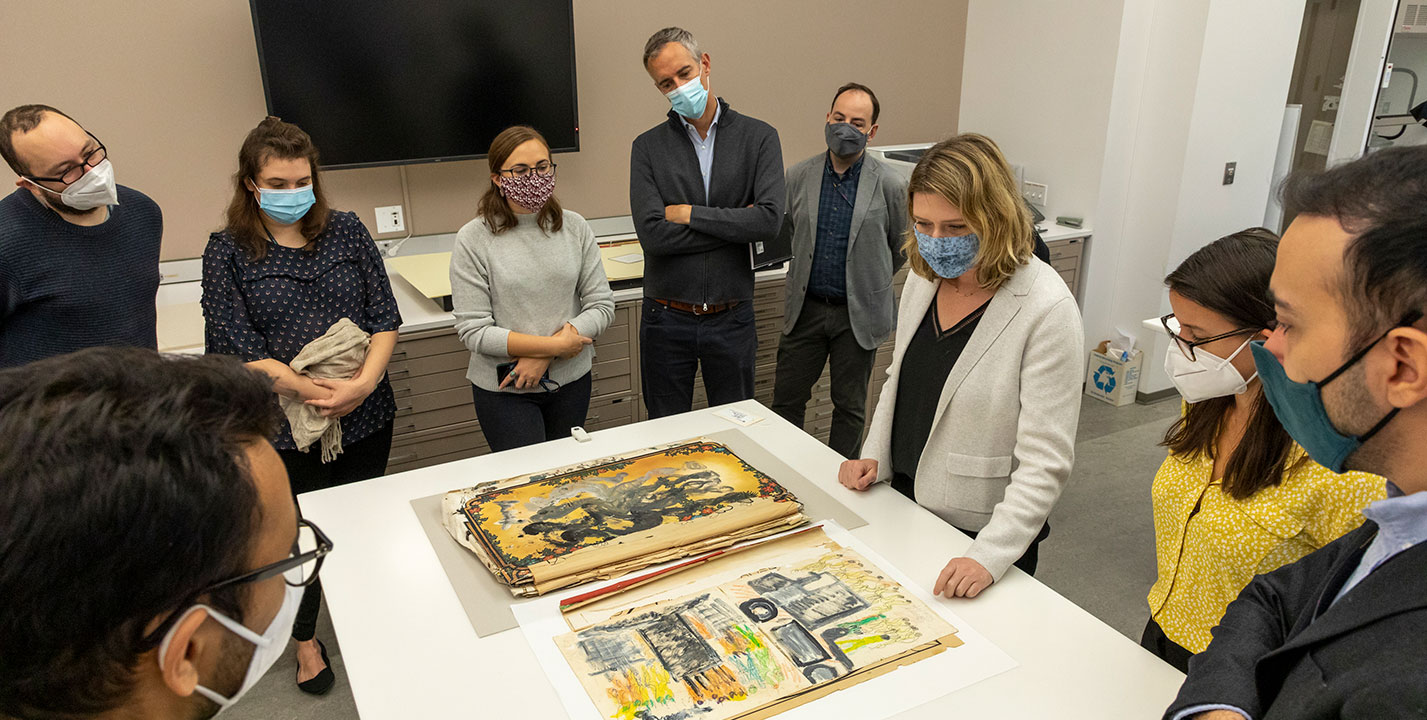Center members from the 2021–2022 academic year visit the National Gallery of Art’s paper conservation lab. 