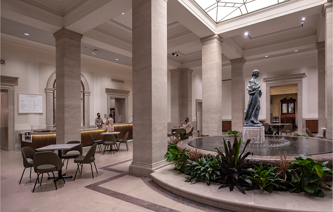The West Building’s Garden Café is one of four dining locations at the National Gallery of Art, Washington, that Sodexo Live! will operate beginning on October 1, 2022. 