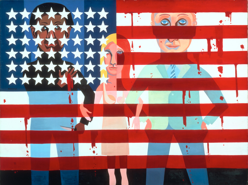 Faith Ringgold, "The American People Series #18: The Flag is Bleeding", 1967