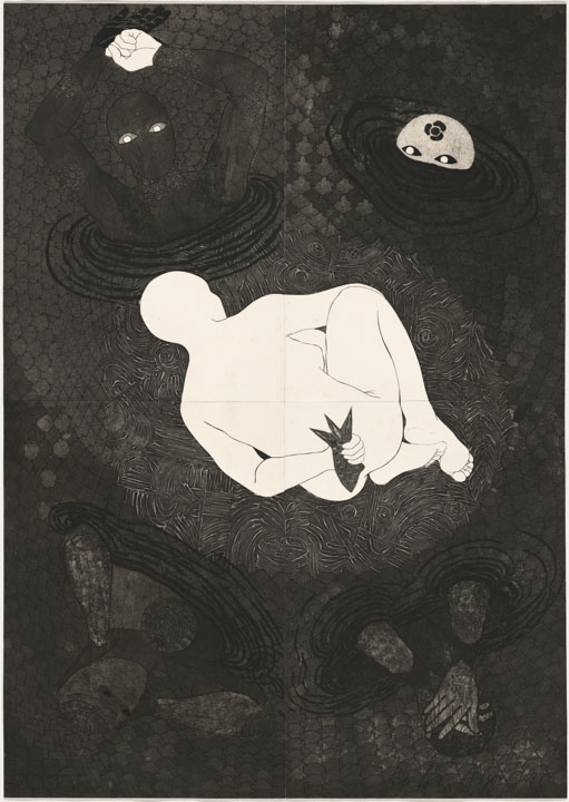 Belkis Ayón, "Sin titulo [Mujer en posición fetal] (Untitled, Woman in fetal position)"