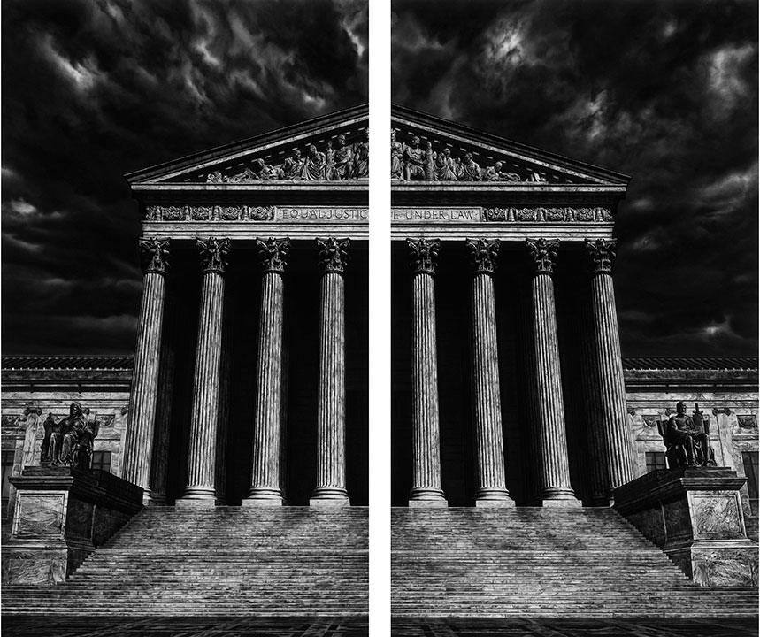 Robert Longo, "The Rock (The Supreme Court of the United States—Split)"