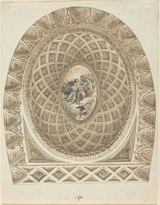 Felice Giani, "A Coffered Dome with Apollo and Phaeton"