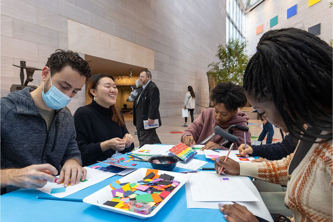 Visitors enjoy drop-in art making during a First Saturday program, offered on the first Saturday of each month. National Gallery of Art, Washington