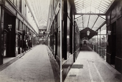 Passage de l’Opéra (Galerie de l’Horloge) and Passage de l’Opéra (from the rue Le Peletier) (,c. 1868