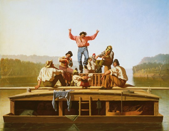 George Caleb Bingham, American (1811 – 1879), "The Jolly Flatboatmen, 1846", oil on canvas, National Gallery of Art, Washington, Patrons' Permanent Fund. 2015.18.1