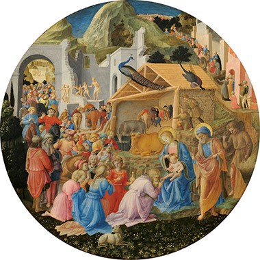 Fra Angelico and Filippo Lippi., The Adoration of the Magi, c. 1440/1460, topic of gallery talk The Christmas Story in Art, December 11, 13, 14, 16, 19, 21 and 23 at 1:00 p.m. Talks begin in the West Building Rotunda