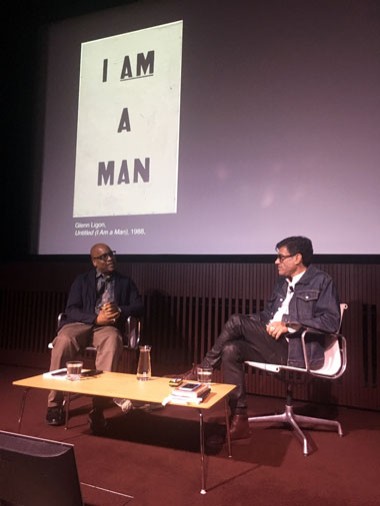Gregg Bordowitz in conversation with Glenn Ligon at a previous Gallery program. The two will discuss Bordowitz's book Glenn Ligon: Untitled (I Am a Man) on September 30 at 2:00. A book signing follows.
