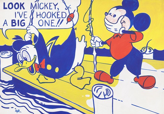 Roy Lichtenstein, Look Mickey, 1961 oil on canvas National Gallery of Art, Washington, Gift of Roy and Dorothy Lichtenstein in Honor of the 50th Anniversary of the National Gallery of Art © Board of Trustees, National Gallery of Art, Washington