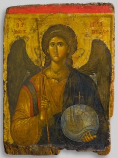 Icon of the archangel Michael first half of 14th century tempera and gold on wood overall: 110 x 80 cm (43 5/16 x 31 1/2 in.) Byzantine and Christian Museum, Athens, Gift of a Greek of Istanbul, 1958