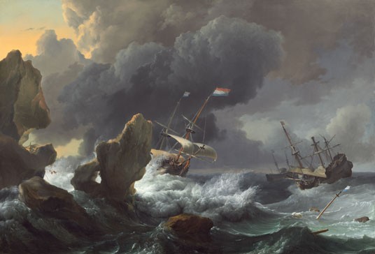 Ludolf Backhuysen, "Ships in Distress off a Rocky Coast", 1667, oil on canvas, National Gallery of Art, Ailsa Mellon Bruce Fund