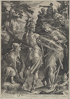 Jan Muller, after Bartholomaeus Spranger, "Minerva and Mercury Arming Perseus," 1604, engraving, National Gallery of Art, Washington, Gift of Ruth Cole Kainen