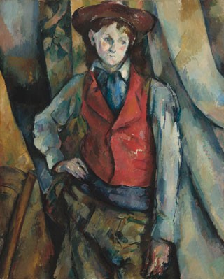 Paul Cézanne, Boy in a Red Waistcoat, 1888–1890, oil on canvas National Gallery of Art, Washington, Collection of Mr. and Mrs. Paul Mellon, in Honor of the 50th Anniversary of the National Gallery of Art