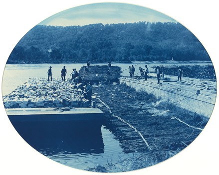 Henry Peter Bosse, 'Construction of Rock and Brush Dam, L.W.', 1891 cyanotype National Gallery of Art, Washington, Gift of Mary and Dan Solomon
