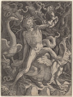 Gian Jacopo Caraglio after Rosso Fiorentino Fury, c. 1525, engraving on laid paper, sheet: 25.1 x 18.7 cm (9 7/8 x 7 3/8 in.), National Gallery of Art, Washington, Gift of Ruth Cole Kainen, 2006, 2006.162.4