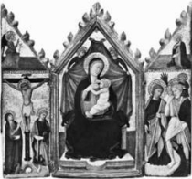 Anon. (Bologna) 15th century, Madonna and Child Enthroned with Angels. Location unknown.