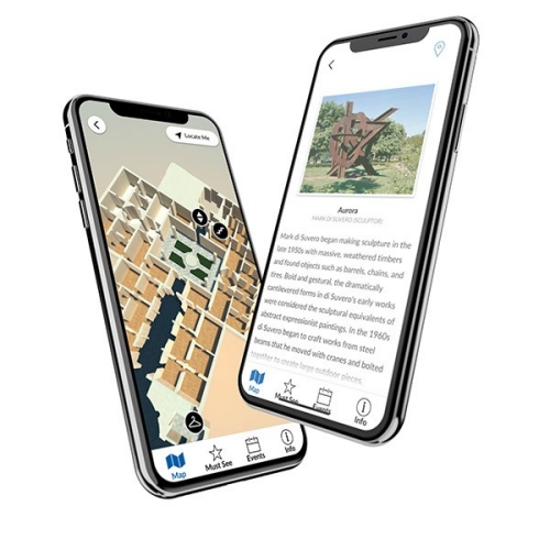 Two iphones showing screenshots of the national gallery of art app