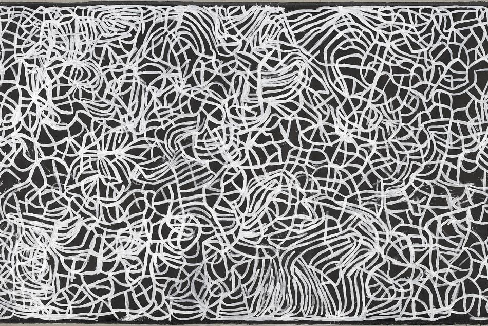 Several white lines swirling around on a black background.