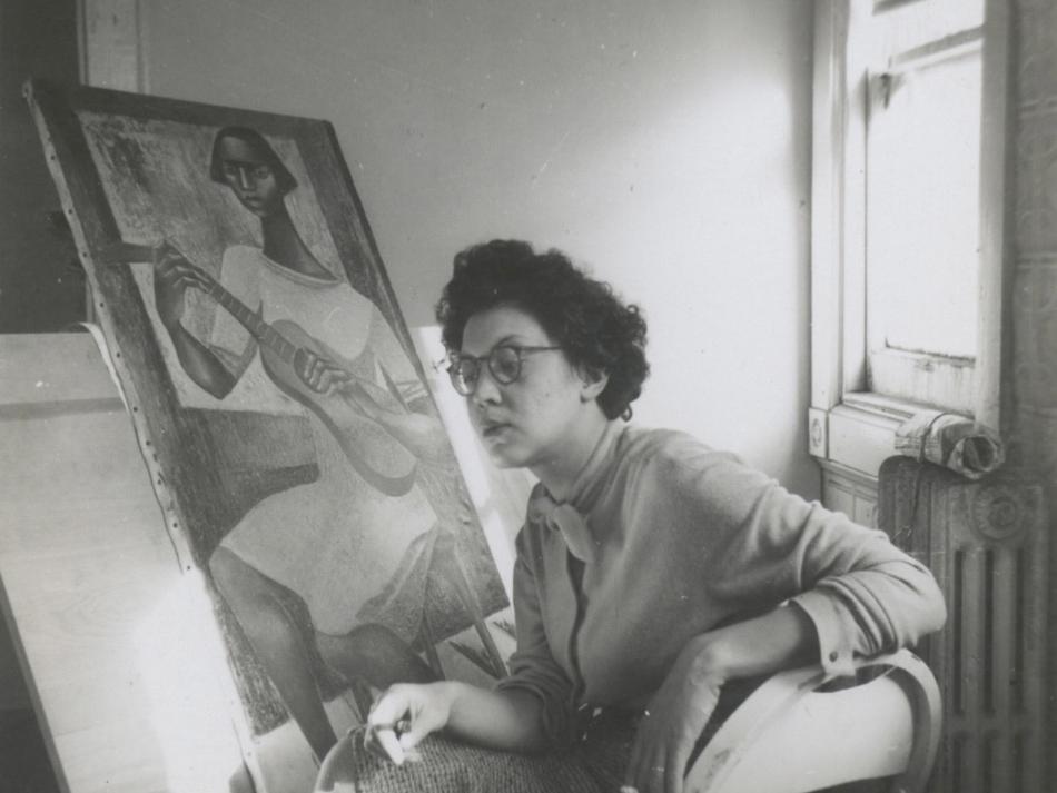 Elizabeth Catlett in her studio, 1942