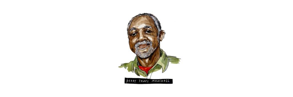Wendy MacNaughton's watercolor and ink illustration of Kerry James Marshall