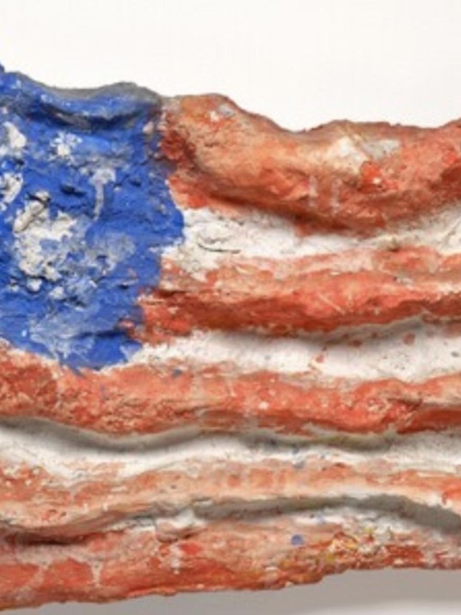 This is a small sculpture of an American flag