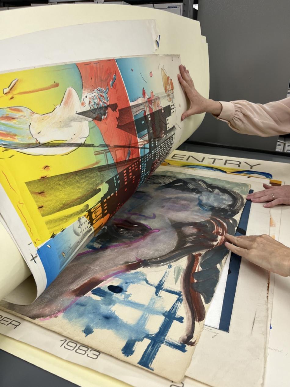 A stack of Romare Bearden's collage materials in the National Gallery of Art's Art Materials Collection