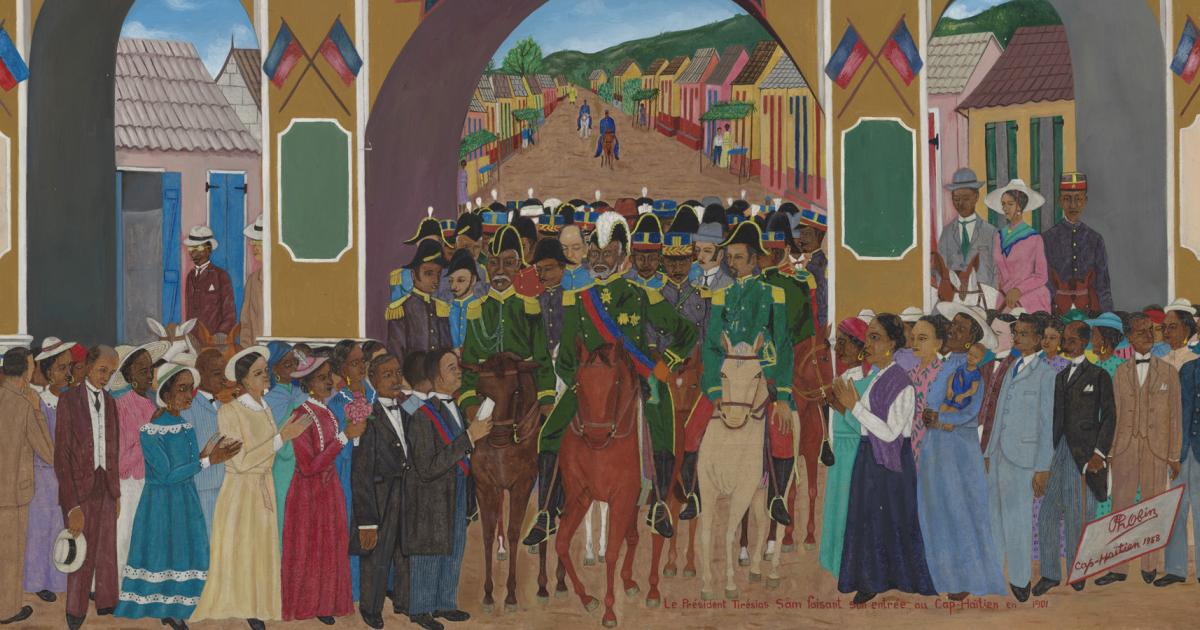 Signed W. Nelson Haitian Art Village Painting Haiti Galeria